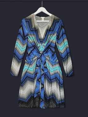 🇺🇸 CACHE Made in USA Geometric Wrinkle Free Wrap Dress